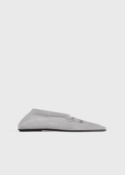 Totême Knitted Bow Ballerina Flats In Matte Silver
