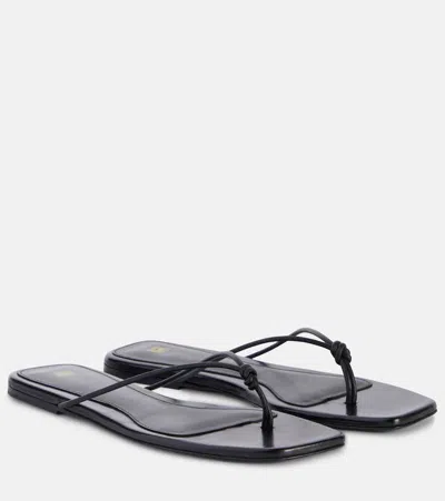 Totême The Knot Suede Thong Sandals In Black