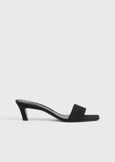 Totême Toteme Square Toe Kitten Heel Satin Sandal In Black