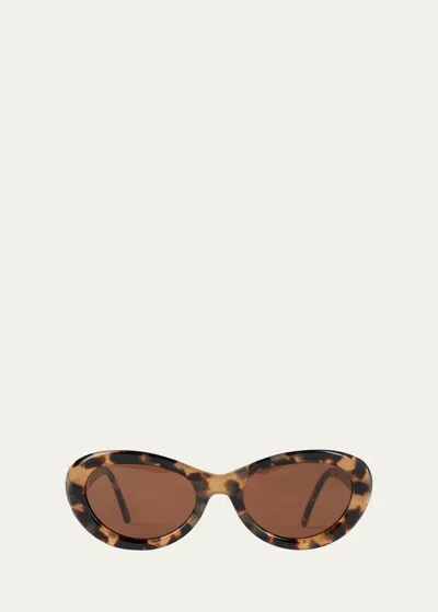 Totême The Ovals Round-frame Acetate Sunglasses In Brown