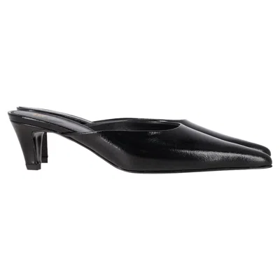 Totême The Patent 55 Pointed Mules In Black Calf Leather