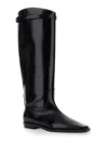 TOTÊME THE RIDING BOOT BLACK KNEE-HIGH BOOTS WITH EMBOSSED LOGO IN LEATHER WOMAN