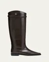 Totême Leather Riding Boots Coffee In Coffee