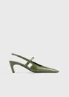 Totême The Sharp Cutout Glossed-leather Slingback Pumps In Laurel
