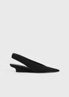 Totême The Suede Wedge-heel Slingback Black In Black