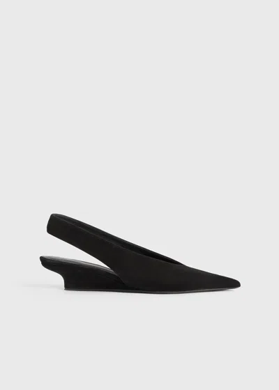 TOTÊME WEDGE-HEEL SUEDE SLINGBACKS BLACK