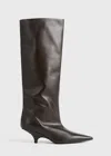 Totême Dark Brown Leather The Wedge-heel Boots In Bark