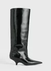 Totême The Slim Knee-high Boot Black Patent In Black