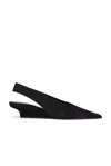 Totême The Suede Wedge-heel Slingback Black In Black