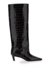 Totême Croco-embossed Wide Shaft Boots Dark Brown In Brown