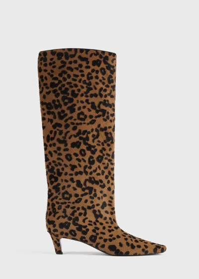 Totême The Wide Shaft Leopard-print Calf Hair Knee Boots In Multi