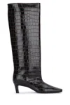 Totême Croco-embossed Wide Shaft Boots Dark Brown In Darkbrowncroco