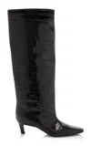 Totême Croco-embossed Wide Shaft Boots Dark Brown In Brown