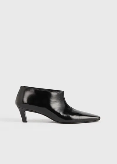 Totême The Wide Shaft Glossed-leather Ankle Boots In Black