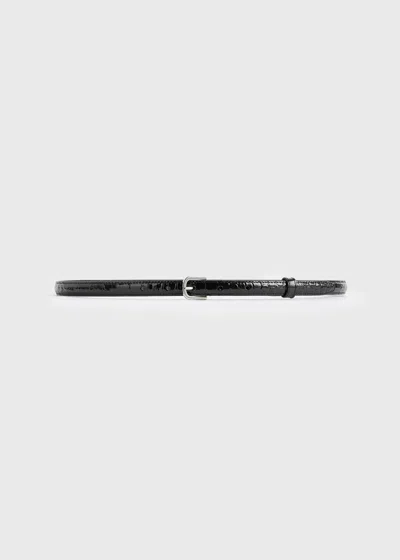 Totême Thin Croco-embossed Belt Black