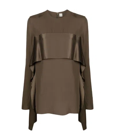 Totême Tie-fastening Crepe Blouse In Brown