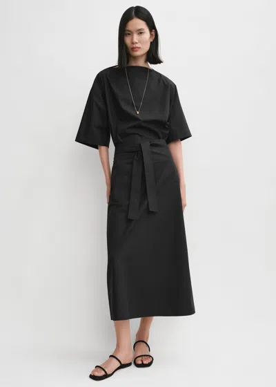 Totême Tie-waist Cotton Skirt Black