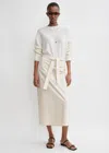 Totême Tie-waist Cotton Skirt Stone In Stone
