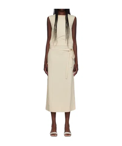Totême Tied Linen-blend Maxi Dress In Nude