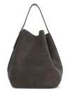 Totême Large Belted Suede Tote Bag In Grey