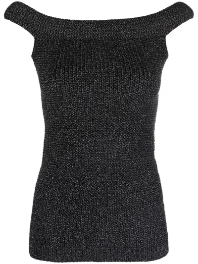 Totême Dirana Metallic Knitted Top In Black