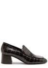 Totême Toteme The Block Heel Croc Embossed Loafer In Brown