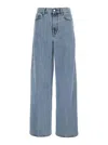 Totême Light Blue Wide Jeans With Logo Patch In Blue
