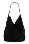 Totême Toteme Belt Strap Suede Hobo Bag In Espresso