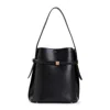 Totême Belted Leather Bucket Bag Black In Black