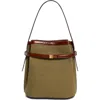 Totême Toteme Belted Cotton & Linen Blend Canvas Bucket Bag In Khaki Green