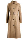 Totême Belted Leather Coat Truffle In Beige