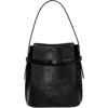 Totême Toteme Belted Lizard Embossed Leather Bucket Shoulder Bag In Black