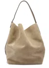 Totême Toteme Belted Suede Tote In Taupe