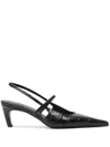 Totême Toteme Croc-embossed Leather Slingback Pump In Black