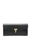 Totême Toteme T Lock Fold-over Leather Continental Wallet In Black