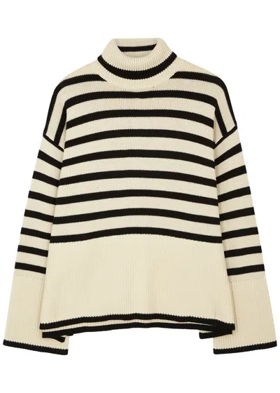 Totême Black Striped Wool-blend Jumper In Cream