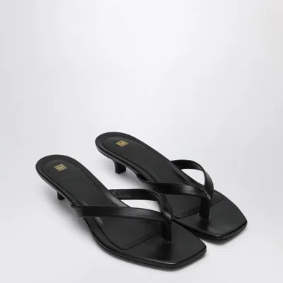 Totême Toteme Black Thong Sandal With Heel In Leather Women