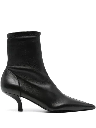 Totême 60mm The Suede Heeled Sock Boot In Black