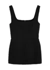 Totême Womens Square-neck Textured Wool-blend Top Black In Black