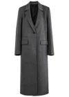 Totême Toteme One-button Double Face Wool Long Coat In Grey