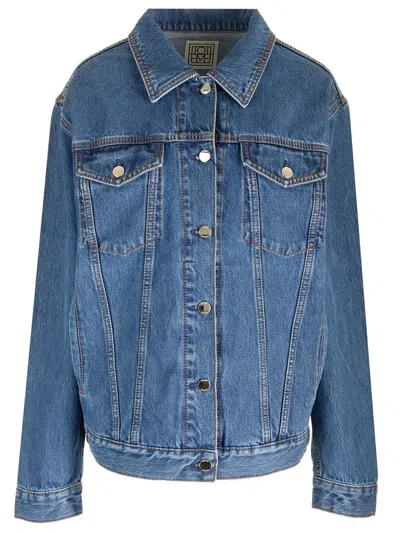 Totême Classic Cotton Denim Jacket In Vibrant Blue
