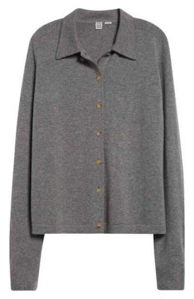 Totême Raglan Sleeve Cashmere Shirt In Grey Melange