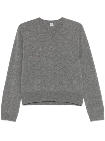 Totême Toteme Cashmere V-necked Jumper In Grey