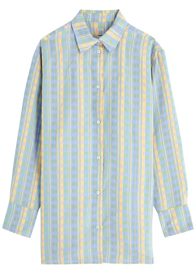 Totême Toteme Relaxed Fit Plaid Linen Blend Button-up Shirt In Multicoloured 1