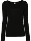 Totême Compact Wool Blend Knit Top In Black