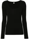 Totême Compact Wool Blend Knit Top In Black