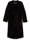 Totême Soft Shearling Coat Bark In Bark