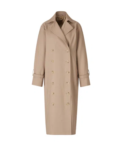 Totême Signature Double-breasted Cotton-blend Gabardine Trench Coat In Neutral
