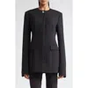 Totême Collarless Cinched Jacket Black In Black