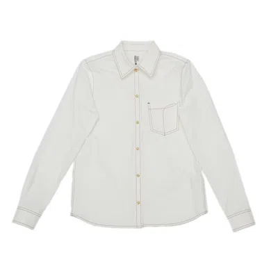 Totême Contrast Stitching Long Sleeve Shirt In White